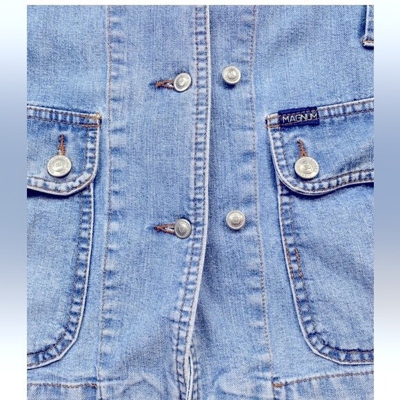 MAGNUM Blue Jeans Dept Jacket Women’s Vest Blue Size S Denim Button Front - Picture 6 of 12
